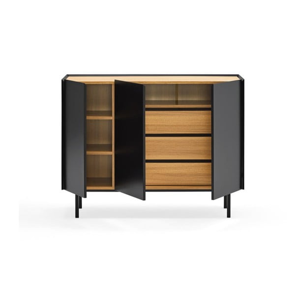 Čierna/v prírodnej farbe nízka komoda v dekore duba 110x85 cm Arista – Teulat-image-4