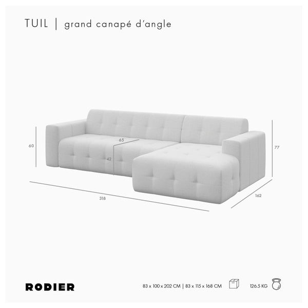 Svetlohnedá zamatová rohová pohovka (pravý roh/s leňoškou) Tuil – Rodier-image-4