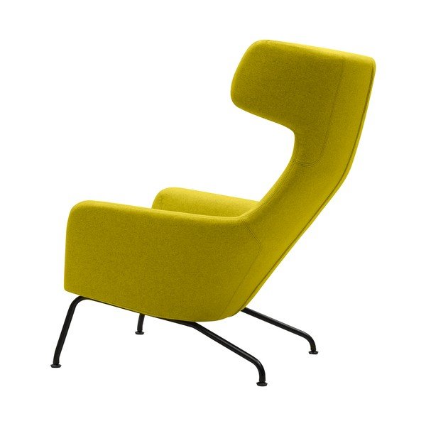 Žlté kreslo ušiak s čiernymi nohami Softline Havana-image-4