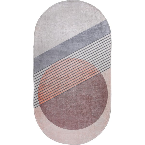 Umývateľný koberec vo svetloružovo-sivej farbe 60x100 cm Oval – Vitaus