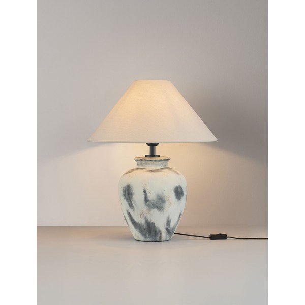 Biela/sivá keramická stolová lampa s textilným tienidlom (výška  55 cm) Lupe – Nova Luce-image-3