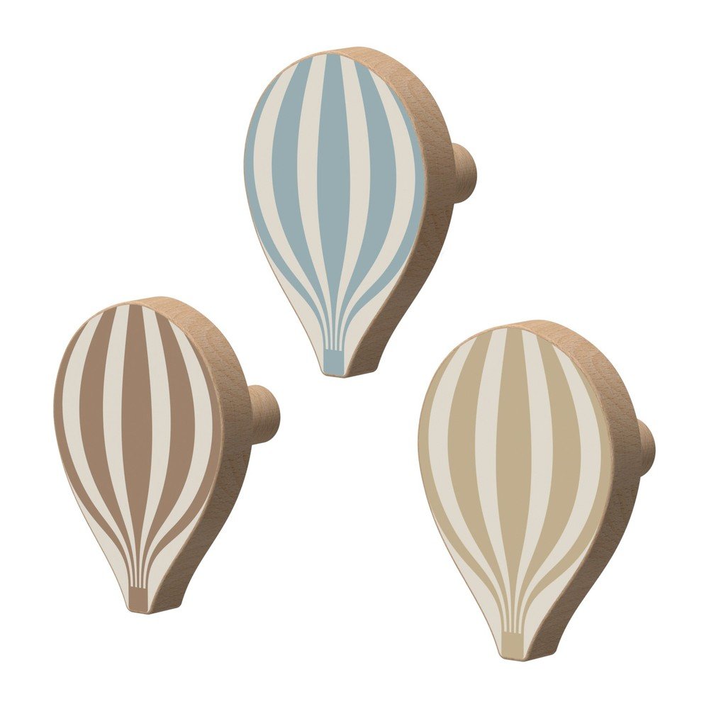 E-shop Nástenné háčiky v súprave 3 ks z bukového dreva Hot Air Ballon – Cam Cam Copenhagen