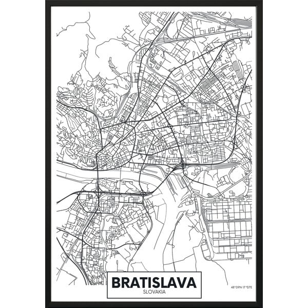 Nástenný plagát v ráme MAP/BRATISLAVA, 50 x 70 cm