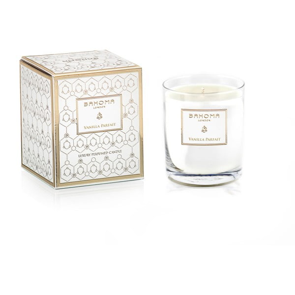 Vonná sviečka v skle s vôňou vanilkového parfait Bahoma London, 75 hodín horenia