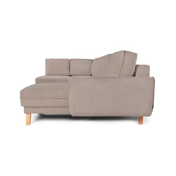 Taupe menčestrová rozkladacia/s úložným priestorom rohová pohovka (ľavý roh/do tvaru "U") Tori – Bonami Selection-image-4