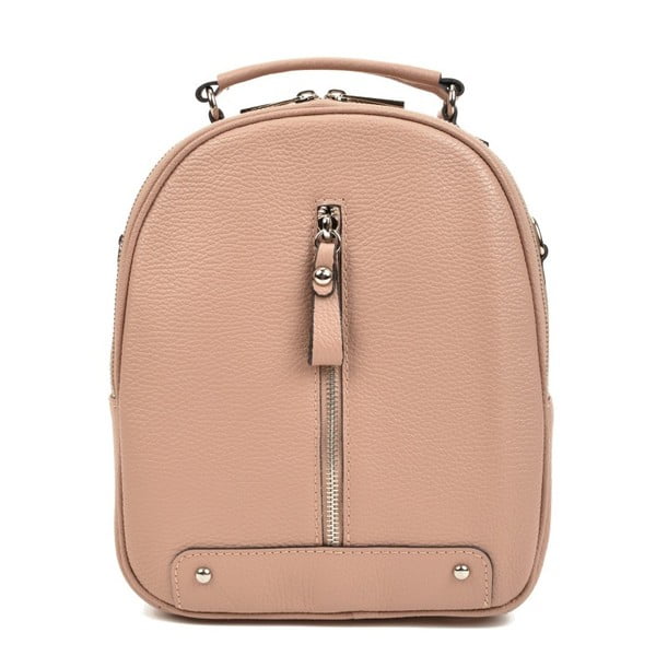 Ružovobéžový dámsky kožený batoh Carla Ferreri Musmo