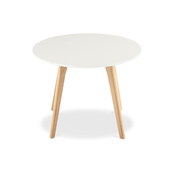 Biely konferenčný stolík s nohami z dubového dreva Furnhouse Life, Ø 60 cm-image-1