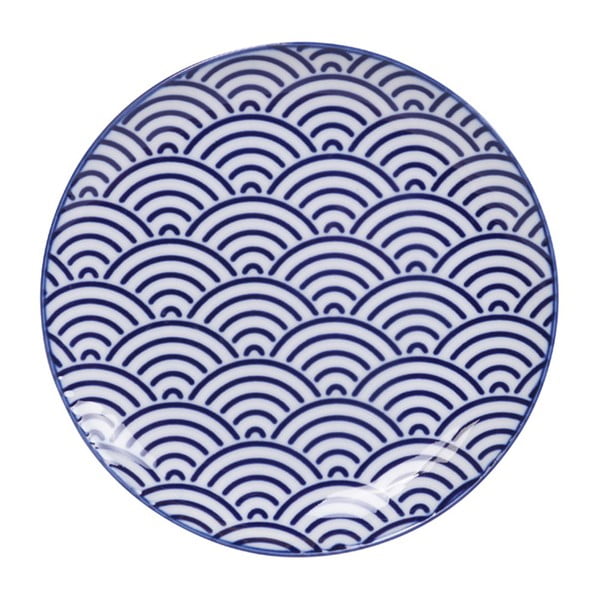 Modrý porcelánový tanier Tokyo Design Studio Wave, ø 16 cm
