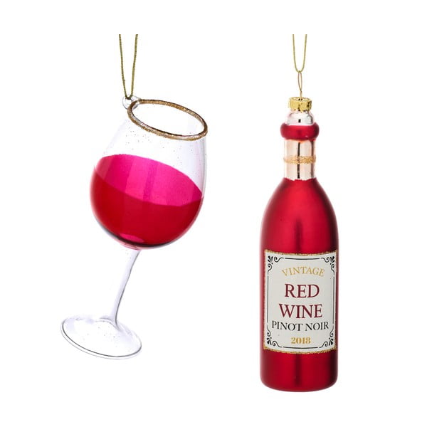 Sklenené vianočné ozdoby v súprave 2 ks Red Wine – Sass & Belle