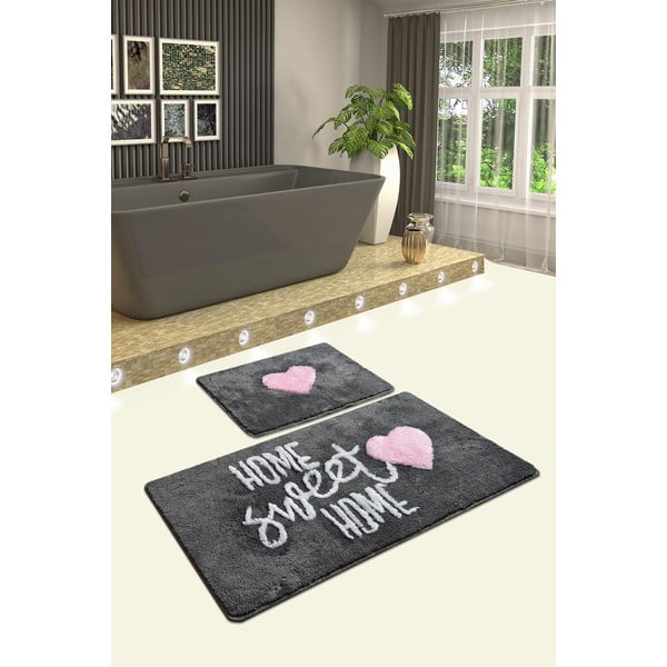 Súprava 2 sivých obdĺžnikových kúpeľňových predložiek Foutastic Home-image-1