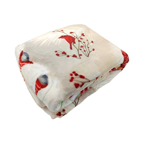 Krémovobiela mikroplyšová deka s vianočným motívom 150x200 cm Goblin – My House