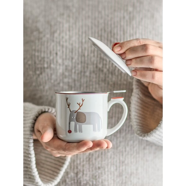 Krémový hrnček s vianočným motívom so sitkom z kameniny 300 ml Valentin – Bloomingville-image-1