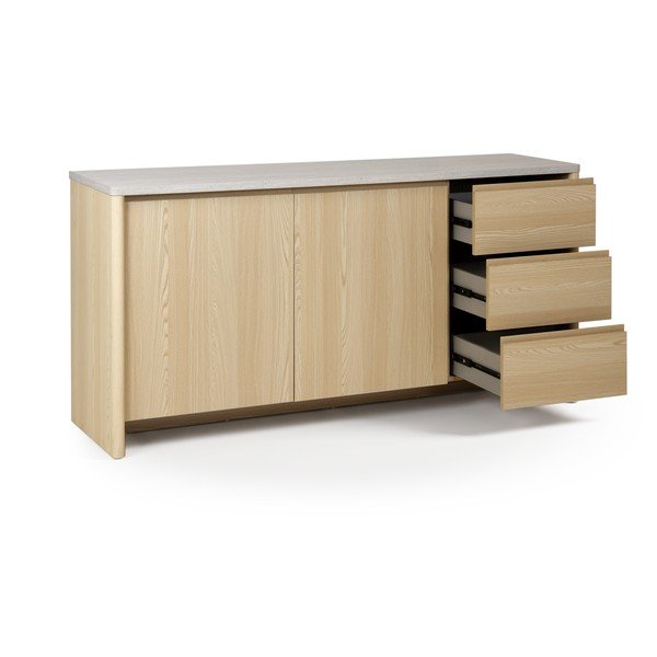 Biela/v svetlo prírodnej farbe komoda v dekore duba 163x80x45 cm Dore – Marckeric-image-4