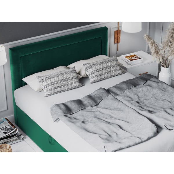 Zelená zamatová dvojlôžková posteľ Mazzini Beds Yucca, 200 x 200 cm-image-4