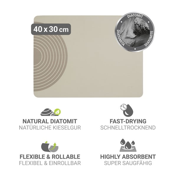 Béžová gumová odkvapkávacia podložka na riad 40x30 cm Dima – Wenko-image-3