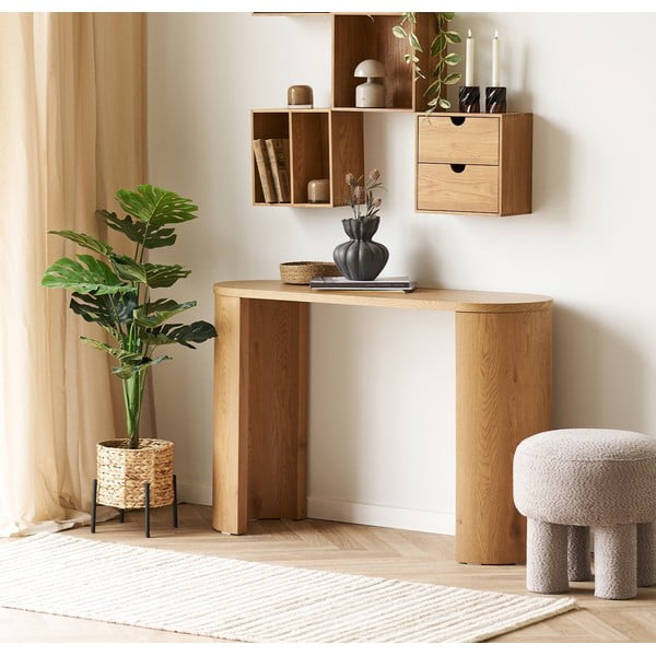 Konzolový stolík v dekore duba v prírodnej farbe 38x114 cm Bibione – House Nordic-image-1
