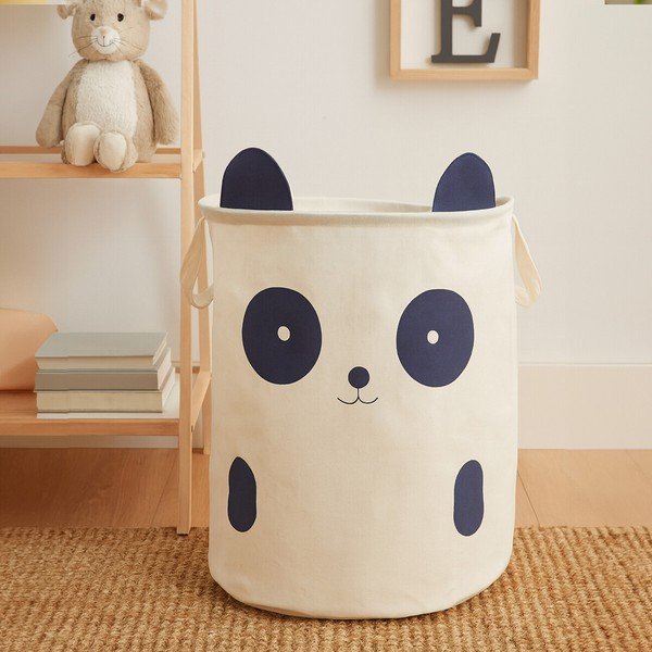 Biely látkový detský kôš na hračky ø 38x48 cm Mimo Panda Face – Premier Housewares-image-1