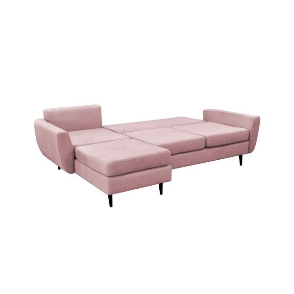 Svetloružová rozkladacia pohovka s čiernymi nohami Mazzini Sofas Hortensia, ľavý roh-image-4