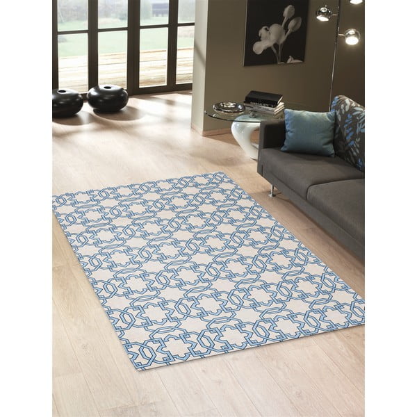 Vysokoodolný kuchynský koberec Tiles Blue, 80x130 cm