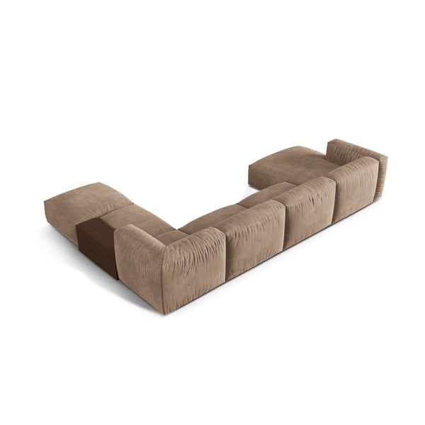 Svetlohnedá zamatová modulárna rohová pohovka (pravý roh/do tvaru "U") Martina – Micadoni -image-2