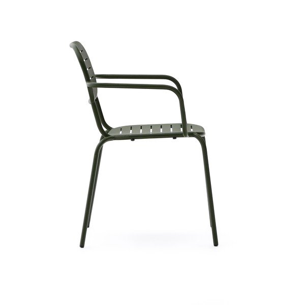 Tmavozelená kovová záhradná stolička Brai – Kave Home-image-3