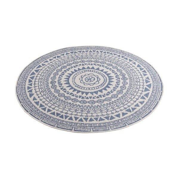 Modro-krémový vonkajší koberec NORTHRUGS Coron, ø 140 cm-image-2