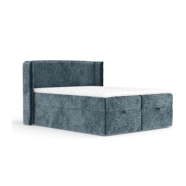 Modrá boxspring posteľ s úložným priestorom 180x200 cm Passion – Maison de Rêve