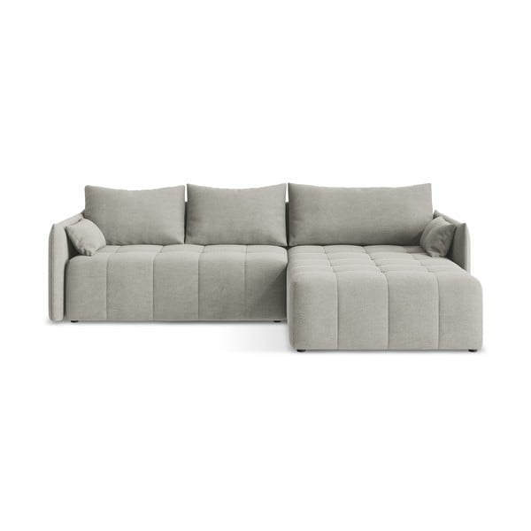 Svetlosivá rozkladacia/s úložným priestorom rohová pohovka (pravý roh/s leňoškou) Moku – Makamii