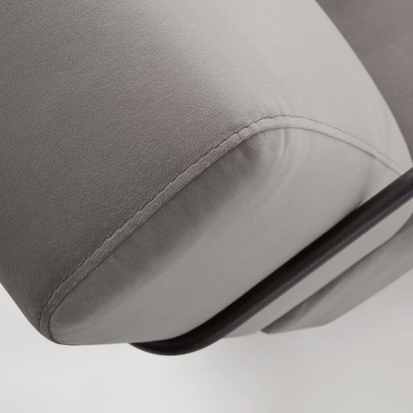 Sivé kreslo zamatového vzhľadu Kave Home Gamer-image-4