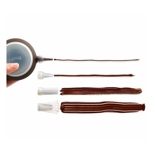 Hnedá pomôcka na zdobenie so 4 nadstavcami Lékué Decopen-image-1