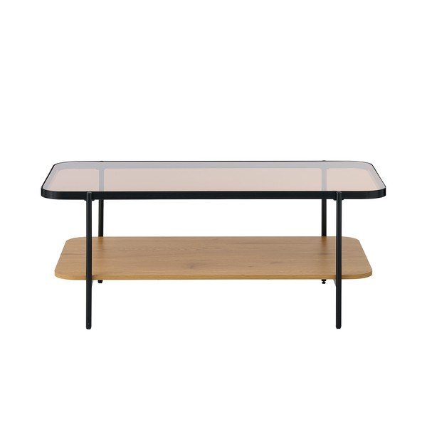 Konferenčný stolík so sklenenou doskou v prírodnej farbe 60x120 cm Hassel – Unique Furniture-image-2