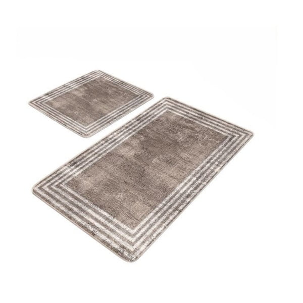 Hnedé zamatové kúpeľňové predložky v súprave 2 ks 60x100 cm – Mila Home