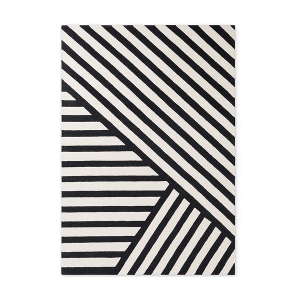 Čierno-biely ručne tkaný vlnený koberec 200x290 cm Stryve Noir – Elle Decoration