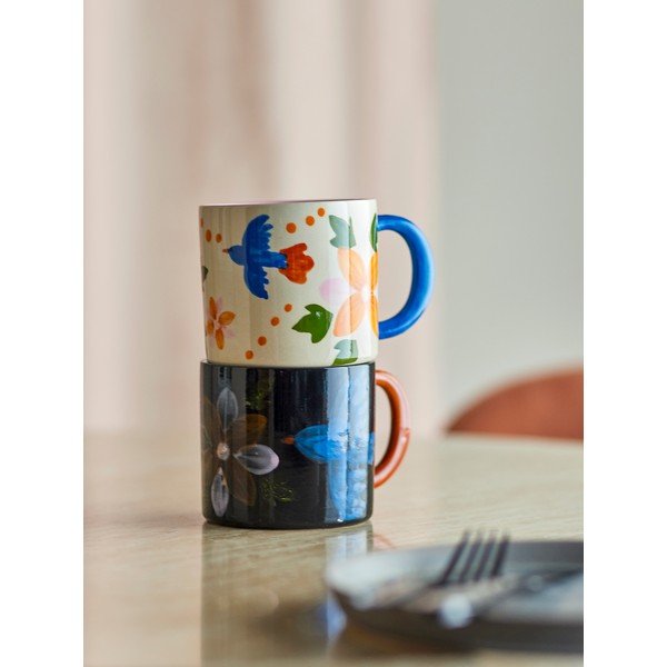 Čierne/béžové keramické hrnčeky v súprave 2 ks 300 ml Maricala – Bloomingville-image-1