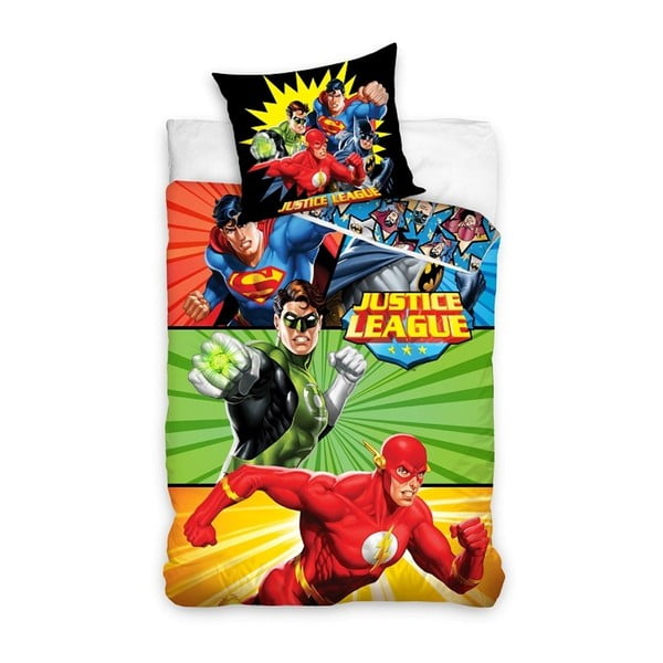 Detské bavlnené obliečky na jednolôžko CARBOTEX Justice League, 140 × 200 cm