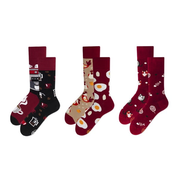 Set ponožiek v darčekovom balení Many Mornings Bordeaux, veľ. 39–42