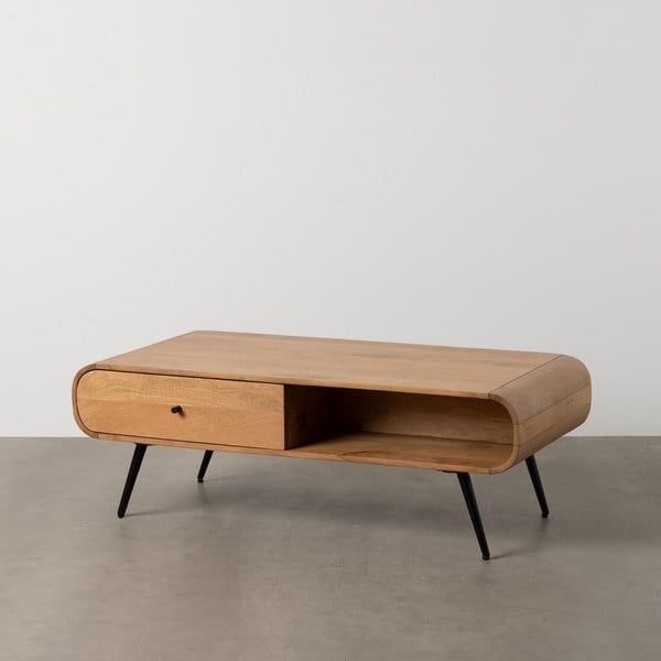 Konferenčný stolík z masívu mindi v prírodnej farbe 60x120 cm Mahón – Ixia-image-2