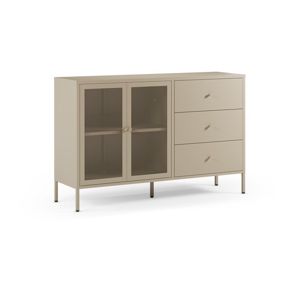 Krémovobiela kovová komoda 140x90x40 cm Fayna – Marckeric-image-4