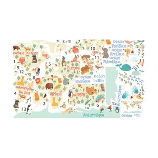 Nástenná samolepka Ambiance Pastel World Map