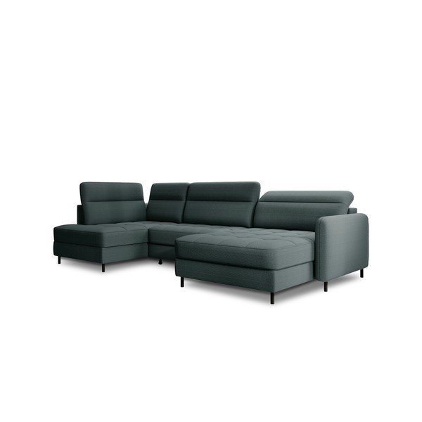 Zelená zamatová rozkladacia/s úložným priestorom rohová pohovka (ľavý roh/do tvaru "U") Berrto – ELTAP-image-2