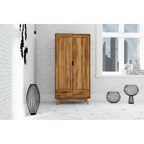 Šatníková skriňa z dubového dreva 90x180 cm Greg - The Beds-image-2