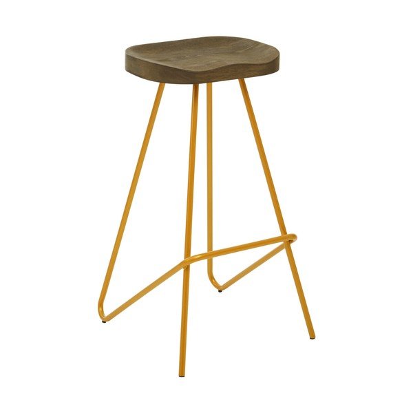 Barová stolička z brestového dreva v zlatej farbe/v prírodnej farbe (výška sedadla 78 cm) District – Premier Housewares