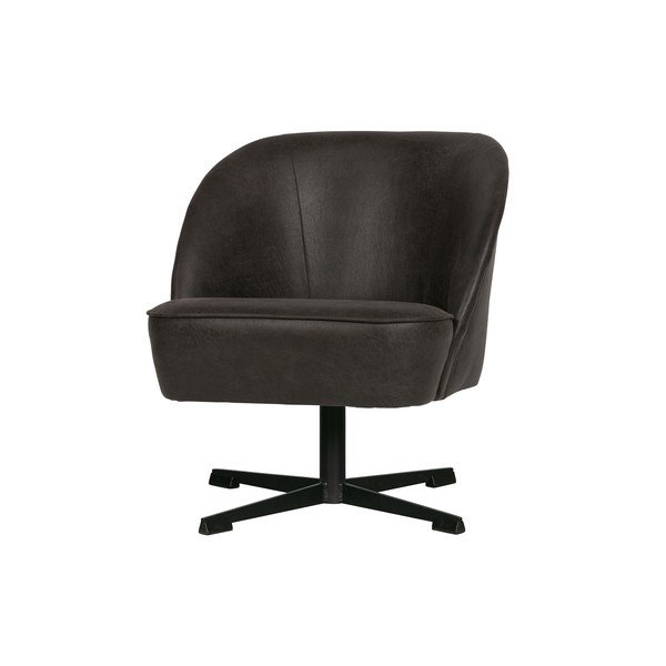 Čierne kožené otočné kreslo BePureHome Vogue-image-3