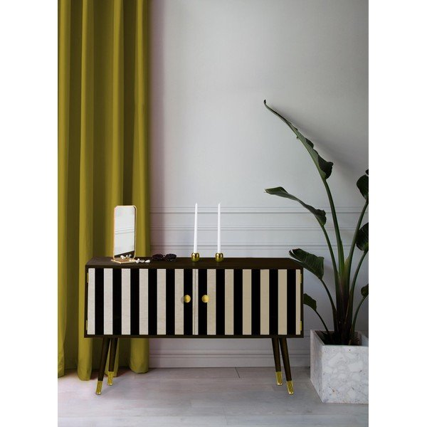 Komoda z masívneho borovicového dreva Velvet Atelier Au Cafe Golden Black Strips-image-1