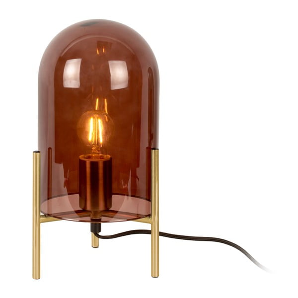 Hnedá sklenená stolová lampa Leitmotiv Bell, výška 30 cm