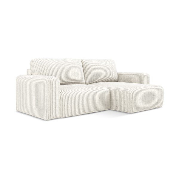 Krémová menčestrová rozkladacia/s úložným priestorom rohová pohovka (pravý roh/s leňoškou) Kona – Makamii-image-2