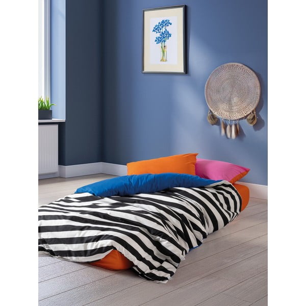 Čierno-biele obliečky na dvojlôžko/predĺžené z bavlny Renforcé s plachtou/4-dielne 200x220 cm Dusk – Mijolnir-image-1