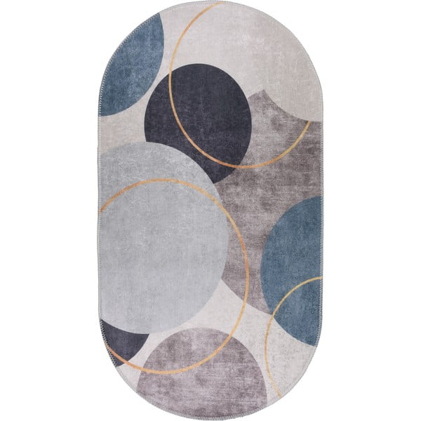 Modro-sivý umývateľný koberec 60x100 cm Oval – Vitaus