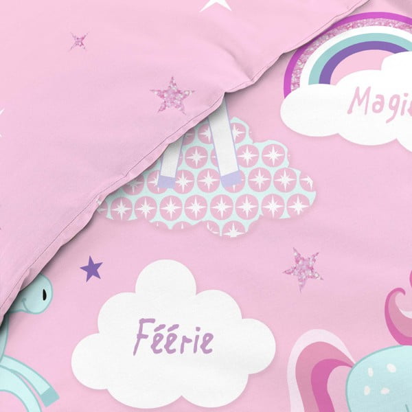 Ružové bavlnené detské obliečky na jednolôžko 140x200 cm Licorne – douceur d'intérieur-image-3