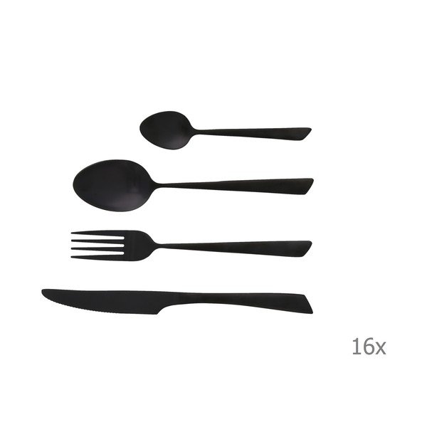 16-dielny darčekový set čiernych príborov Jean Dubost Delta Black